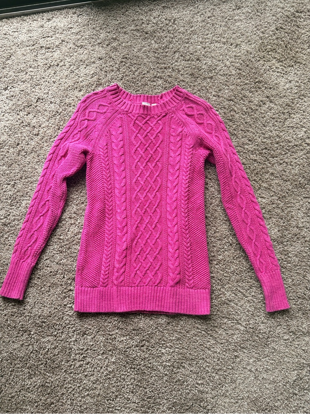 GAP Cable Knit Crewneck Sweater - Hot Pink